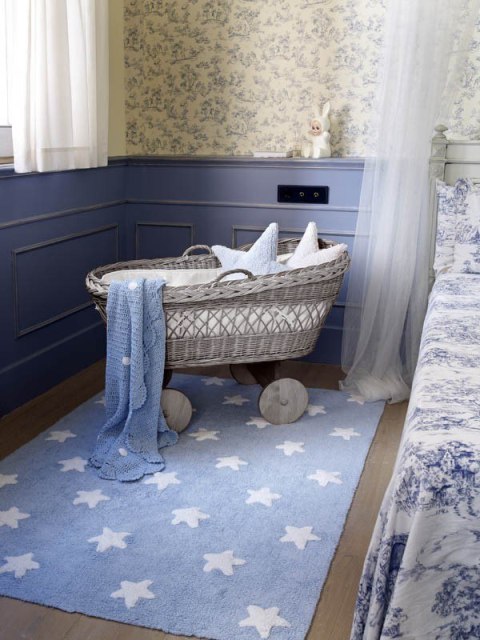 Lorena Canals Dywan bawełniany Blue Stars White 120 x 160 cm Lorena Canals Dywan bawełniany Blue Stars White 120 x 160 cm