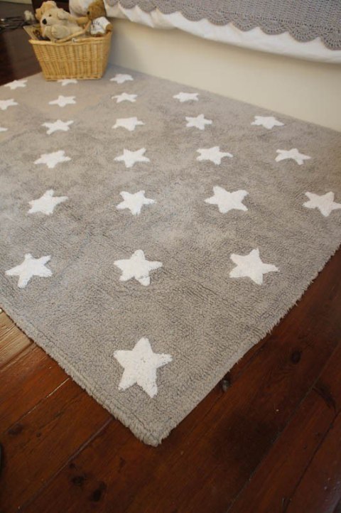 Lorena Canals Dywan bawełniany Grey Stars White 120 x 160 cm Lorena Canals Dywan bawełniany Grey Stars White 120 x 160 cm
