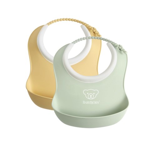 BABYBJORN - 2 małe śliniaczki Powder Yellow/ Powder Green