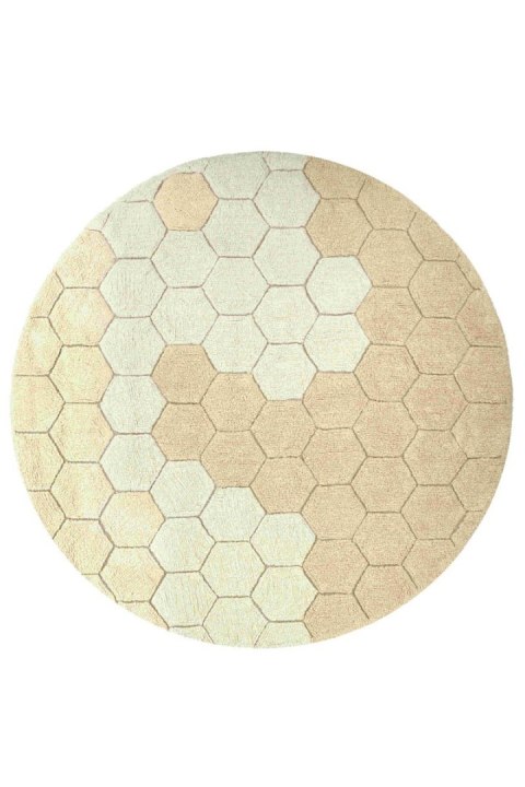 Dywan bawełnainy okrągły Ø 140, Honeycomb golden, Planet Bee, Lorena Canals