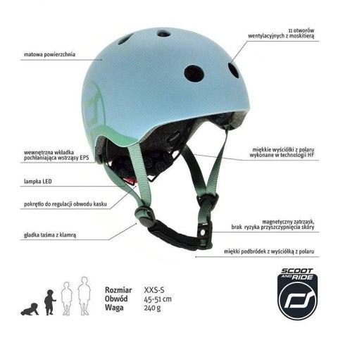 SCOOTANDRIDE - Kask XXS-S dla dzieci 1-5 lat Steel SCOOTANDRIDE - Kask XXS-S dla dzieci 1-5 lat Steel