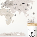 Naklejka na ścianę, mapa świata - beżowa Naklejka na ścianę, mapa świata - beżowa