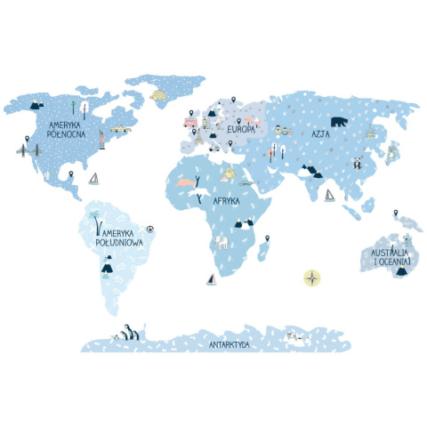 Naklejka na ścianę, mapa świata - ice cold Naklejka na ścianę, mapa świata - ice cold