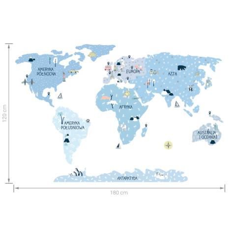 Naklejka na ścianę, mapa świata - ice cold Naklejka na ścianę, mapa świata - ice cold
