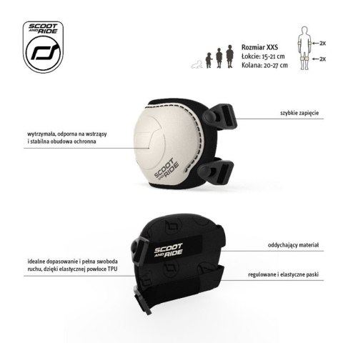 SCOOTANDRIDE - Zestaw ochraniaczy dla dzieci XXS Ash SCOOTANDRIDE - Zestaw ochraniaczy dla dzieci XXS Ash