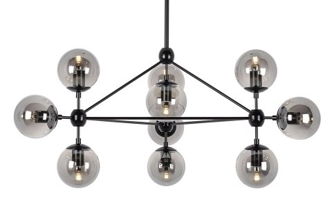 Lampa wisząca PLANETARIO 10 czarna - klosze dymione Lampa wisząca PLANETARIO 10 czarna - klosze dymione