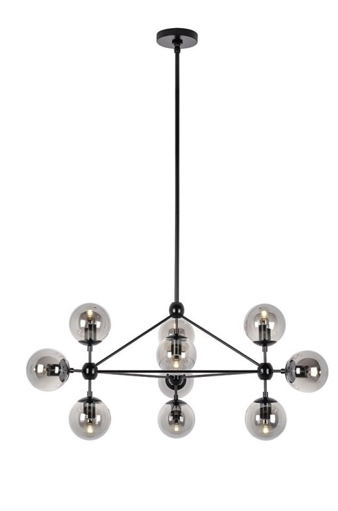 Lampa wisząca PLANETARIO 10 czarna - klosze dymione Lampa wisząca PLANETARIO 10 czarna - klosze dymione
