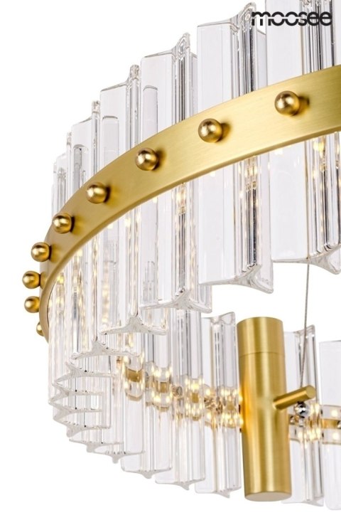 MOOSEE lampa wisząca SATURNUS 47 złota - LED, kryształ, stal szczotkowana MOOSEE lampa wisząca SATURNUS 47 złota - LED, kryształ, stal szczotkowana