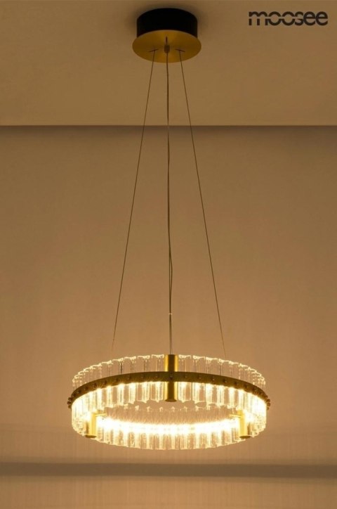 MOOSEE lampa wisząca SATURNUS 47 złota - LED, kryształ, stal szczotkowana MOOSEE lampa wisząca SATURNUS 47 złota - LED, kryształ, stal szczotkowana