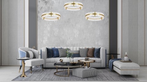 MOOSEE lampa wisząca SATURNUS 47 złota - LED, kryształ, stal szczotkowana MOOSEE lampa wisząca SATURNUS 47 złota - LED, kryształ, stal szczotkowana