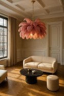 Lampa wisząca TIFFANY 135 różowa mosiądz / naturalne pióra Lampa wisząca TIFFANY 135 różowa mosiądz / naturalne pióra