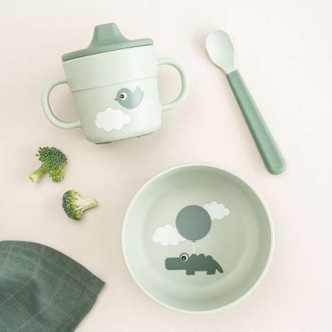 Done by Deer Pierwszy Zestaw Obiadowy Foodie Happy Clouds Green Done by Deer Pierwszy Zestaw Obiadowy Foodie Happy Clouds Green